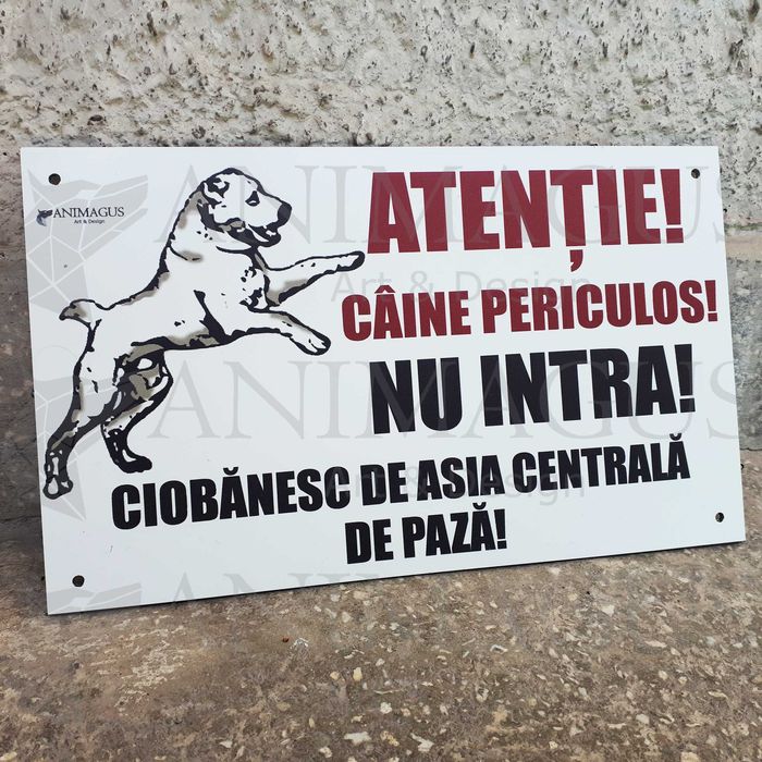 Placa Avertizare Caine Rau Periculos Ciobanesc Asia Centrala