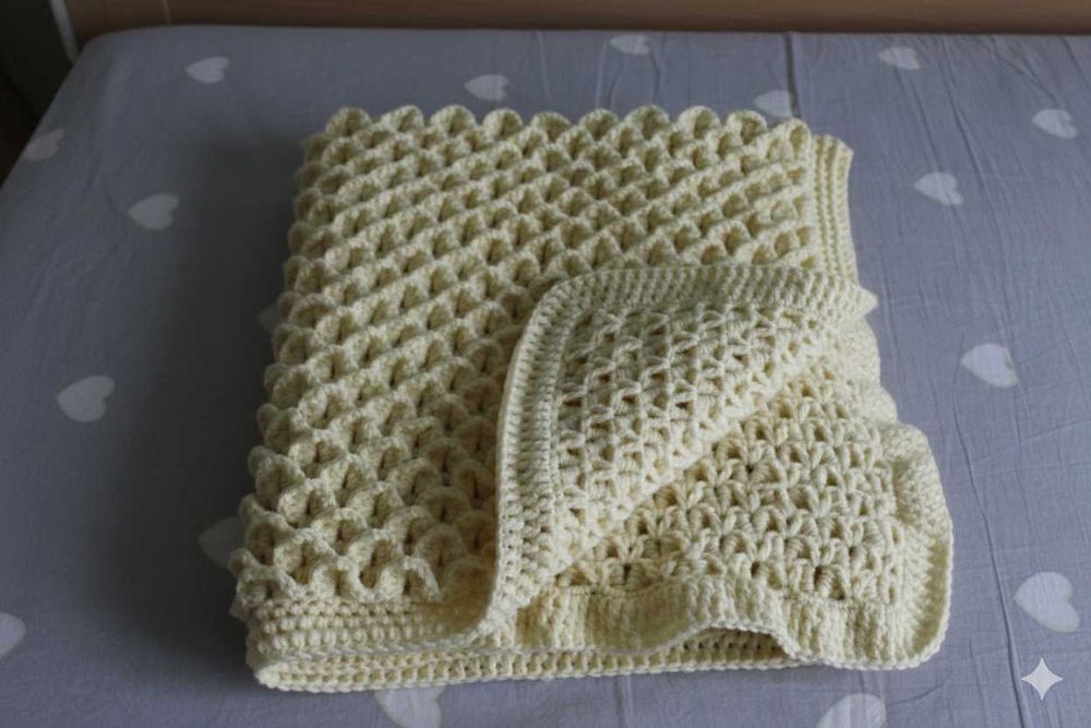 Ръчно плетено одеяло от мерино вълна
