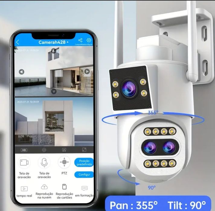 Камера за видеонаблюдение двойна PTZ WIFI камера 5+5MP