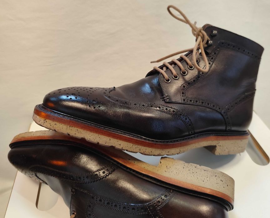 Ghete lace up 43 brogue Sartoria Artigianale lucrate manual piele