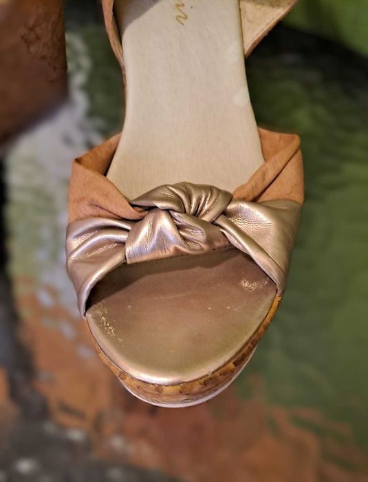 Sandale cu platformă din piele, mărimea 37, Coty Noir