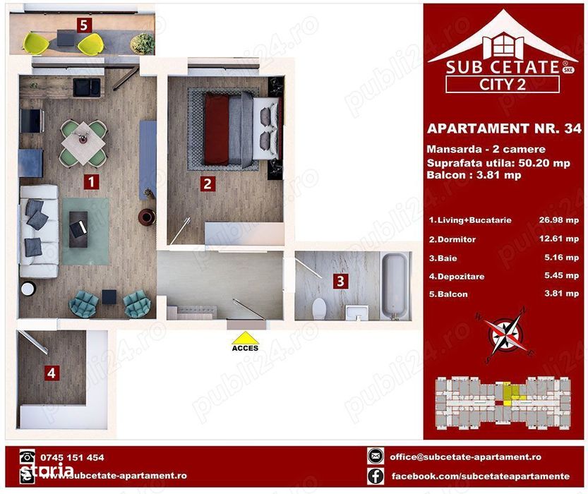 ap 2 camere in rate direct la dezvoltator in vila 10