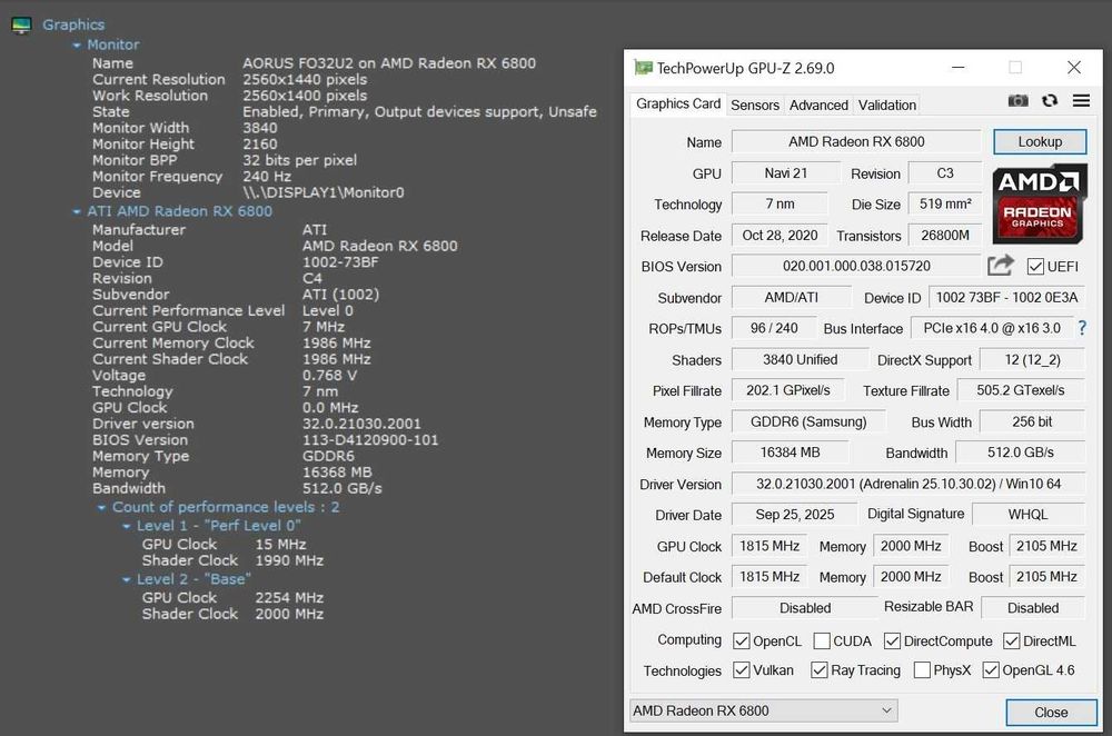 ТОП състояние Видео карта AMD Radeon RX 6800 16GB GDDR6 (пълен комплект)