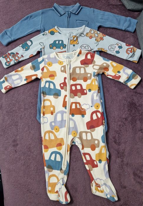 Set NEXT 3 salopete cu fermoar si botosei baieti 3-6 luni / 68