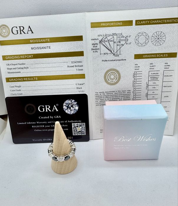 Сребърен пръстен с мойсанит (Диамант) 7 карата