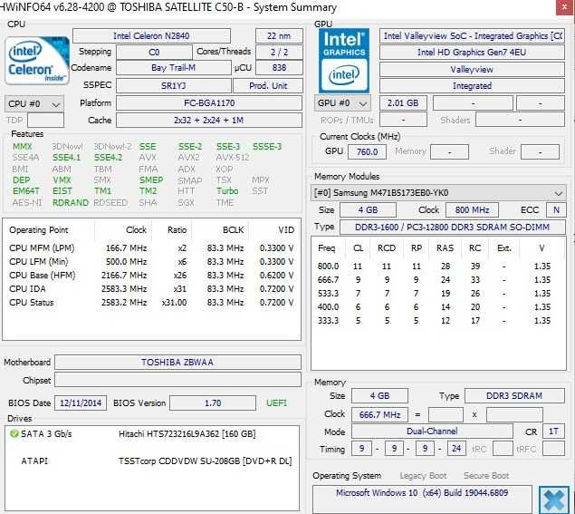 Laptop Toshiba Satellite C50-B Intel Gen 4 15.6 40Cm