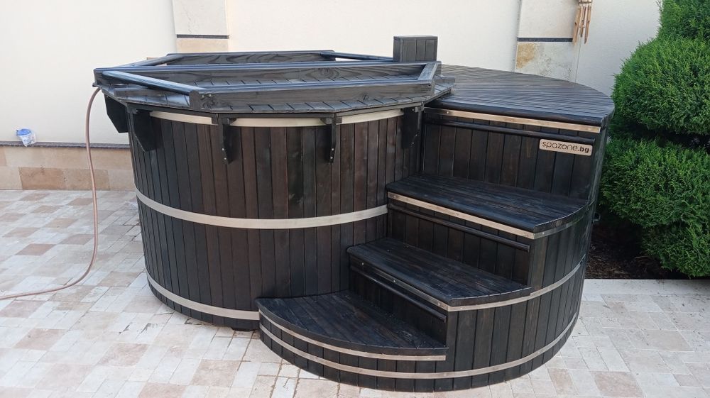 Външно дървено джакузи,градинско. Японска баня.Офуро / Фурако
