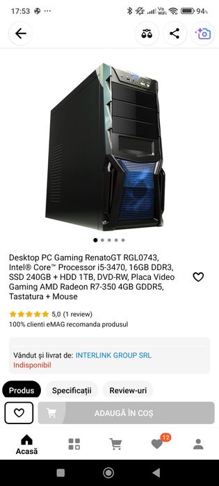 Vând PC , I5-3470, 16 GB RAM