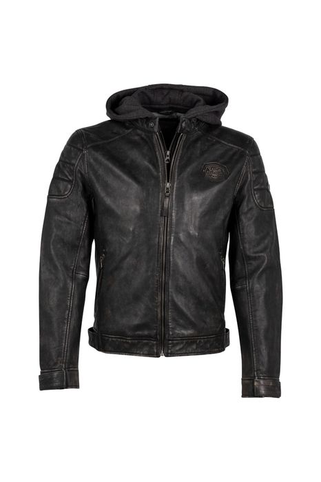 Geaca de Piele Barbati Mauritius Negru Antic GMNemei