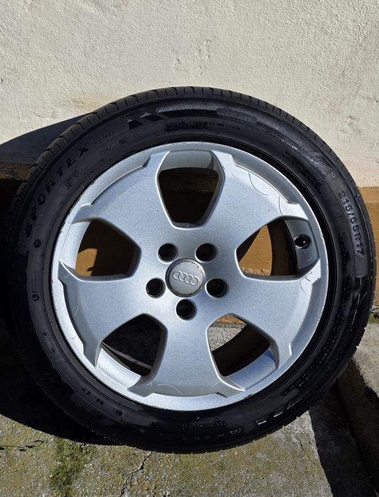 Vând 4 jante originale Audi R17, 5 x 112, 7,5j, ET56, cu anvelope vara
