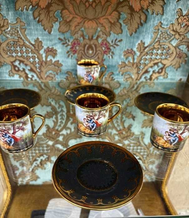 Superb serviciu pt cafea-scene galante-decoruri aur-Belgia