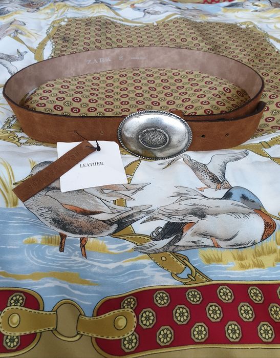 Curea piele naturala intoarsa camel cowboy Zara