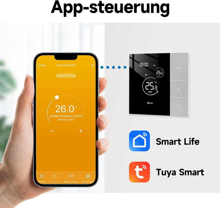 Termostat inteligent WiFi Beok TGP508WIFI-WP/B,centrala termică pe gaz,incalzire pardoseala apa Smart Life Google Home,Alexa,max. 3A