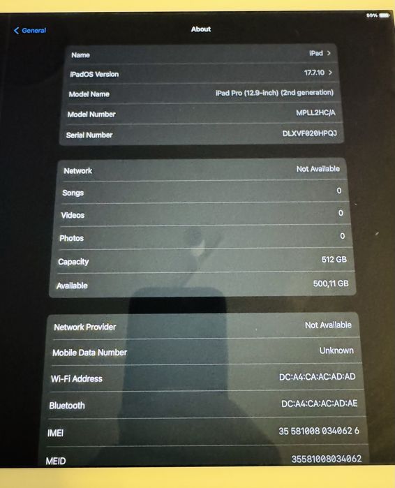 iPad Pro (12.9-inch), (2ad generation), 512 GB + Apple Pencil