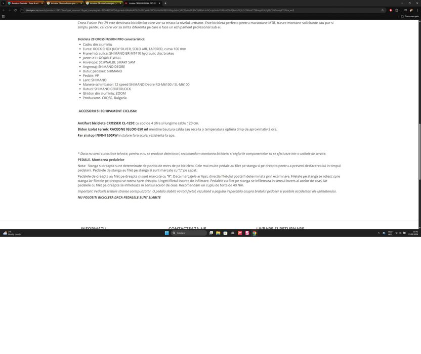 Vand / Schimb bicicleta 29 cross fusion pro ( xl ) PC Gaming Casti ETC