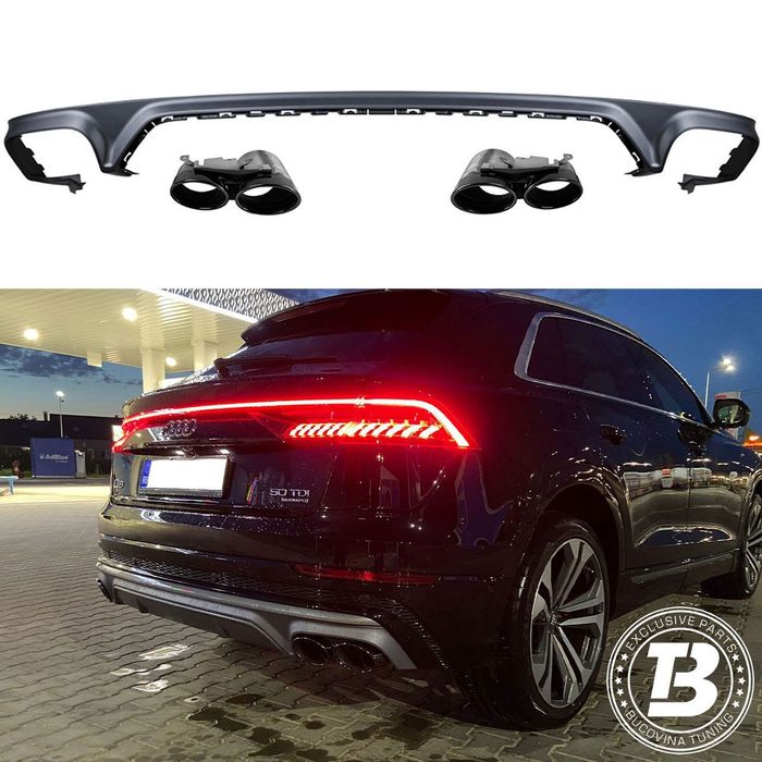 Difuzor Bara Spate cu Ornamente compatibil cu Audi Q8 S-line SQ8 Design