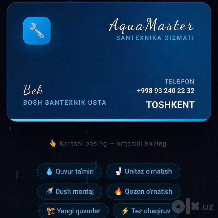 Santexnik xizmati 24/7 Сантехник хизмати