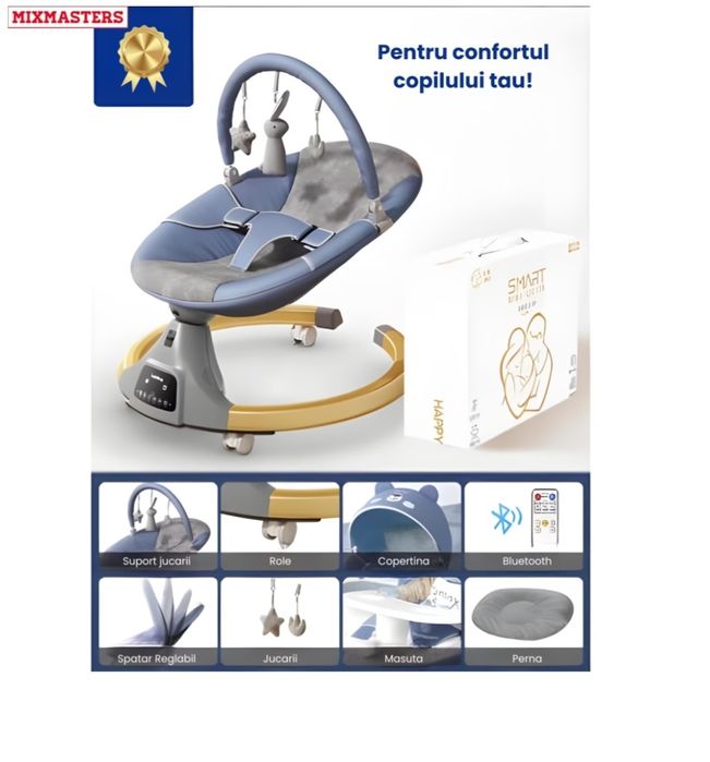 Negociabil Leagan Electric Nou Mixmaster multifuncțional 5 trepte balansoar, măsuță, perna, plasa de țânțari