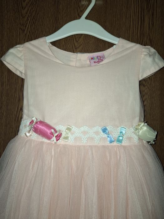 Детска рокля от прасковен тюл, размер 3-4 години