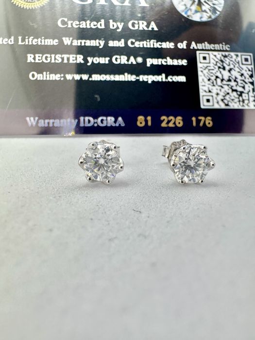 Сребърни обеци с мойсанит (Диамант) 0.5 карата