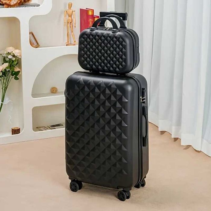 Set 3 valize de calatorie + geanta cosmetice, negru