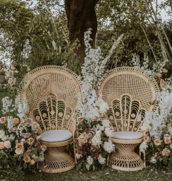 Scaun PEACOCK ratan natural, decor evenimente, photo corner