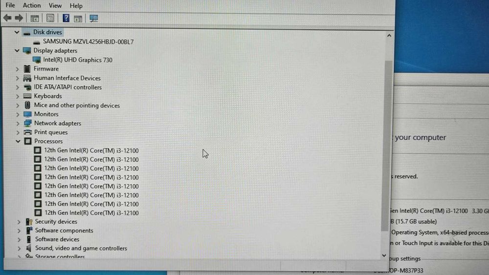 Настолен компютър Lenovo M70s Gen 3 (11T7) i3-12100 16GB 256GB