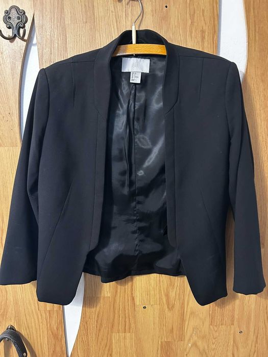 Sacou negru, elegant, cu mâneci scurte