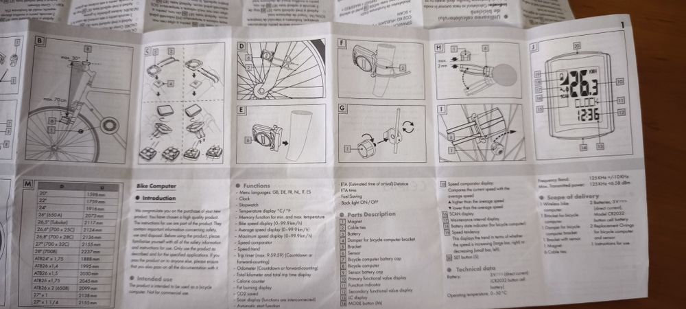 Безжичен велосипеден компютър Crivit – 20+ функции, НОВ