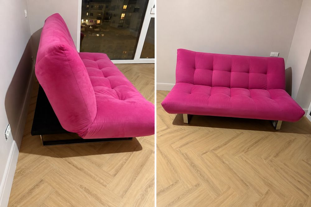 Canapea extensibilă fucsia – design modern, 2 locuri
