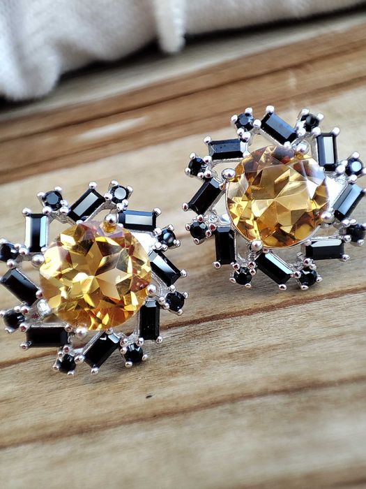 925 Cercei argint cu citrin si spinel