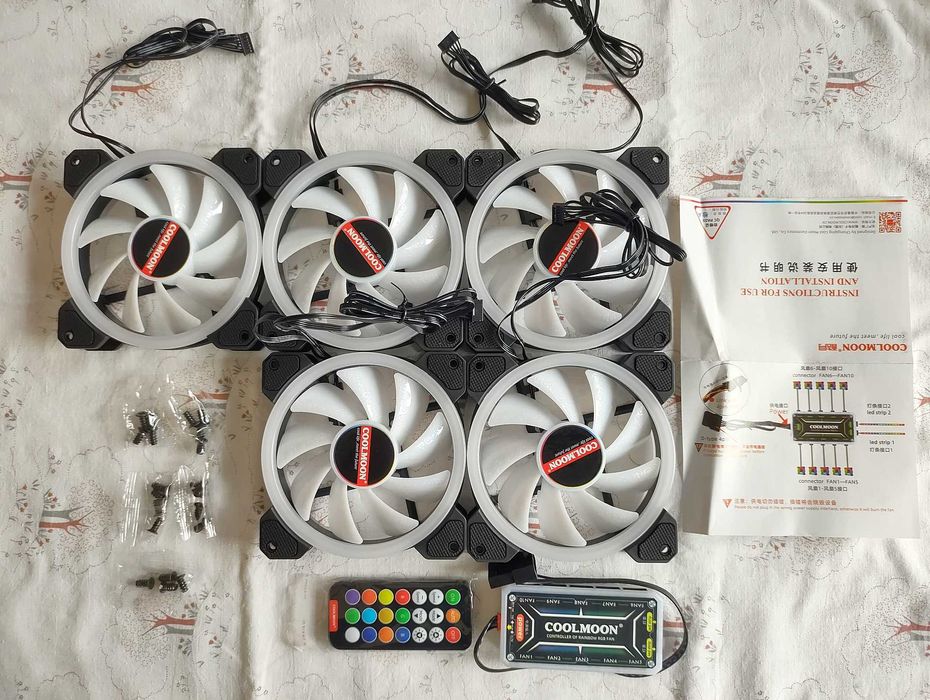 Set ventilatoare PC LED RGB 5 bucati de 120mm cu Telecomanda 2xseturi!