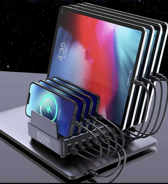 Ueetop 600W USB Fast Charge 10-Port GaN Charging Station Laptop Tablet