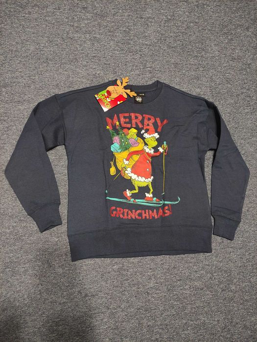 Блуза Sinsay Grinch, ватирана/ зелен  пуловер H&M/ Къса разкроена пола