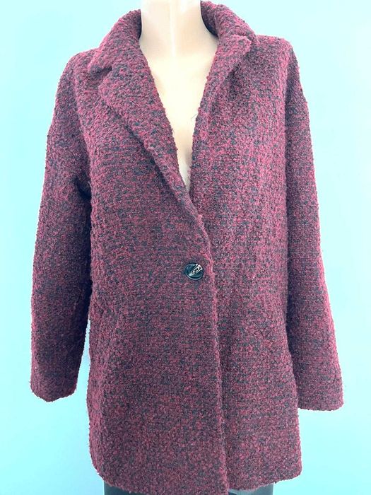 Palton Vero Moda tip bouclé, bordo, L