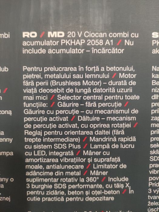 Rotopercutor 5,8 Jouli Parkside Performance pe acumulator de 20 V