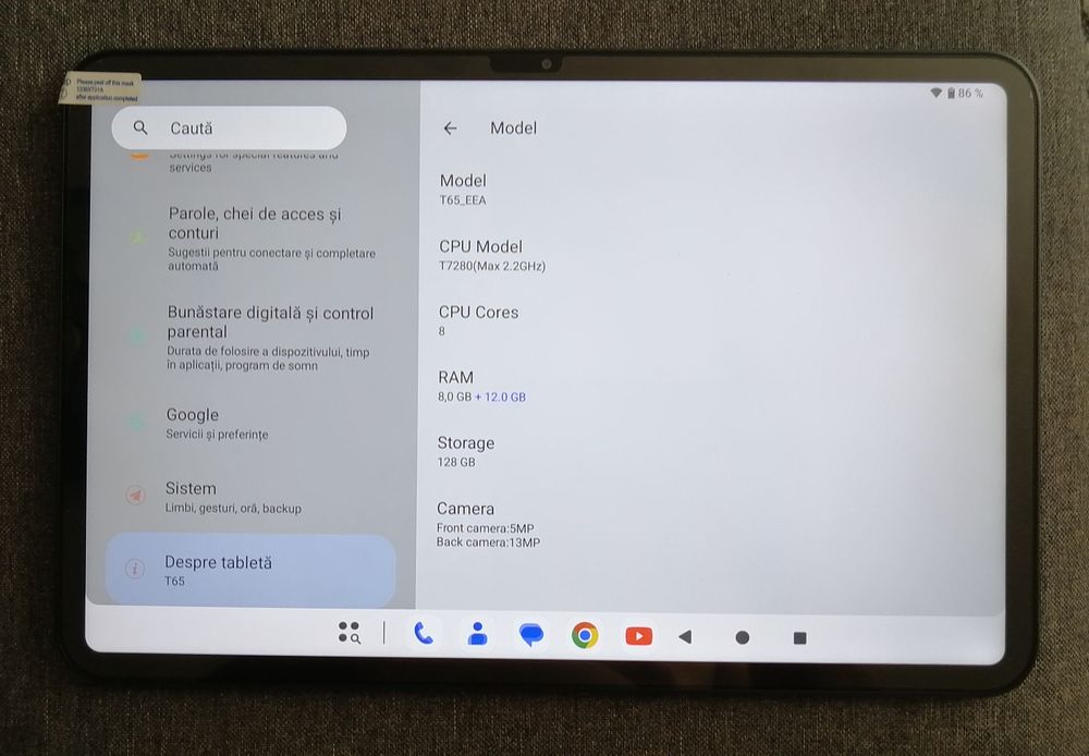 Tableta 13,3 inch, octacore,Dual SIM, 20GB RAM, 128 ROM, Andr15, 120Hz