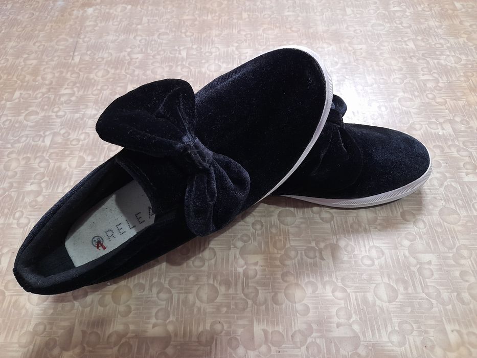 Vand balerini/espadrile catifea neagra mas.38
