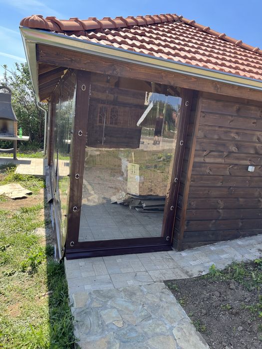 Ветроупорни завеси,тенти,сенници,покривала,кристал,винил,обков.