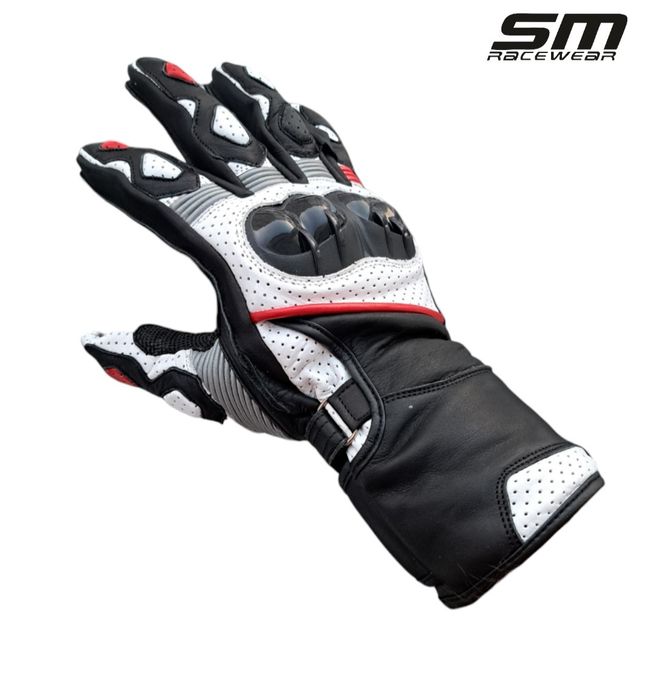 Manusi moto piele naturala SM Alp Red-White-Black S, M, L, XL, 2XL Noi