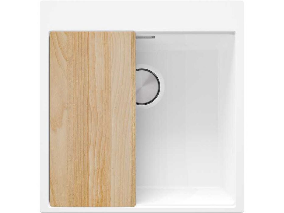 STOP! Christmas БЯЛА кухненска мивка OSLO 50 XXL+ Смесител FLEX+Сифон