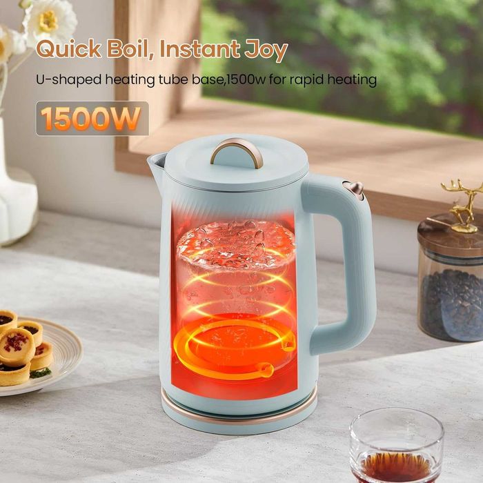 Електрическа кана Olega ALG-XL68 (Зеленa) 1.8L 1500W, ЛЕК ДЕФЕКТ!