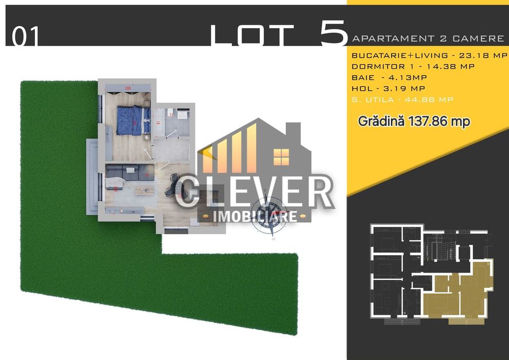 Apartament finalizat 2 Cam cu Gradina Proprie 138mp Th. Pallady metrou