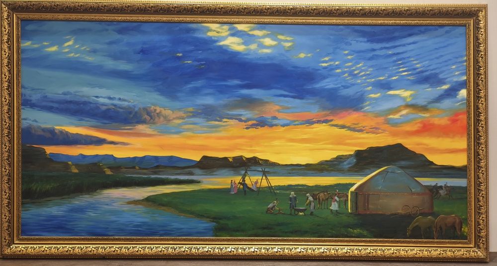 Картина Авторская  «Кочевники на закате» -Статусный новогодний подарок