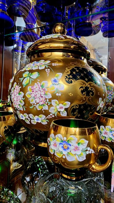 Богемия. Крюшонница с 10-ю бокалами и половником. Чехословакия. Дёшево