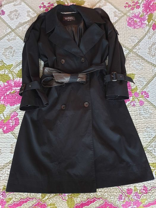 Trench Badgley Mischka negru midi bumbac