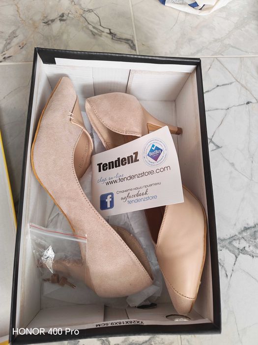 Бежови дамски обувки на ток №37 – нови