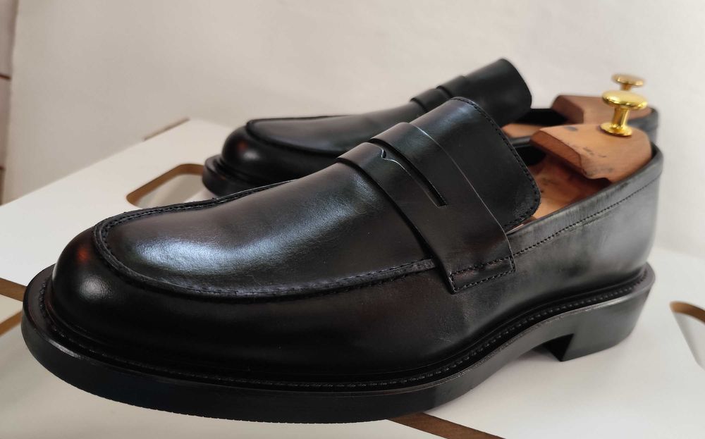 Pantofi loafer 44 44.5 penny ZARA NOI piele naturala negru
