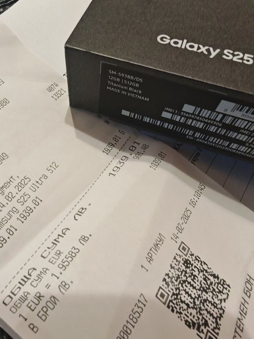 Samsung galaxy s25 ultra Black 512GB  като НОВ