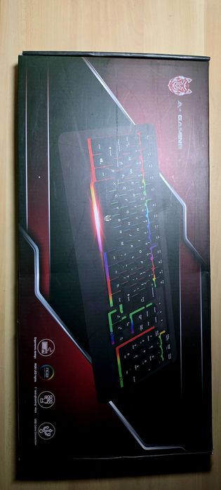 Gaming A+ Ghost wired gaming keyboard featuring a metal structure and rainbow LED backlighting